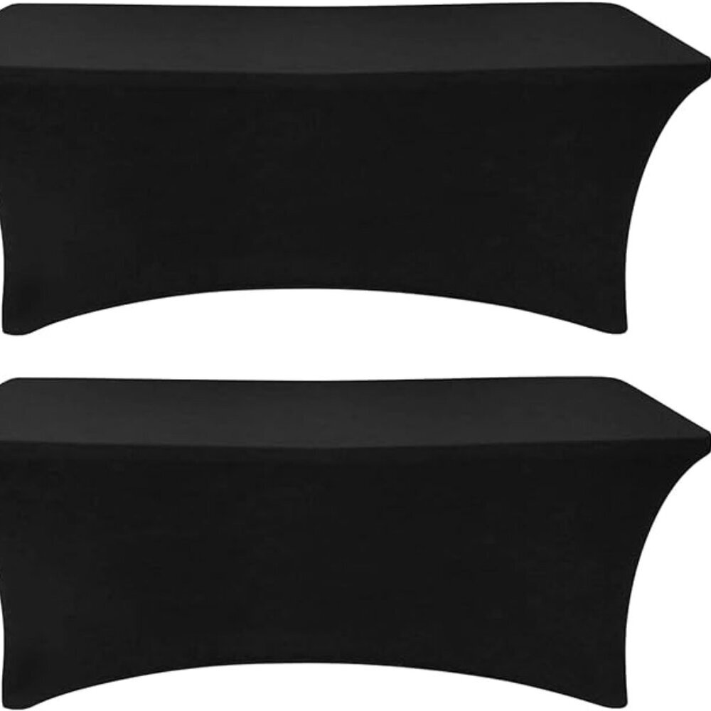 Black Fitted 6ft Rectangular Stretchable Tablecloth